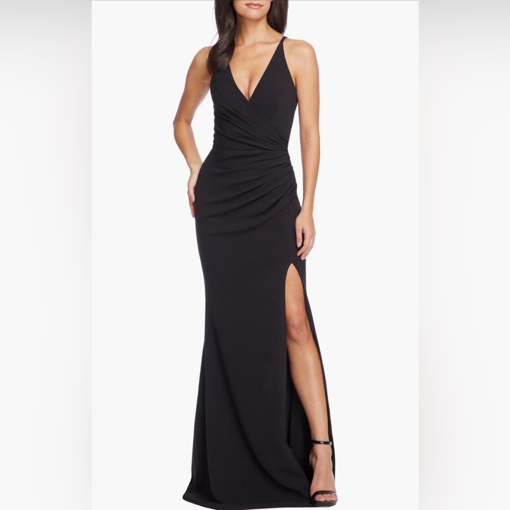 Dress The Population Jordan Ruched Side Slit Gown
